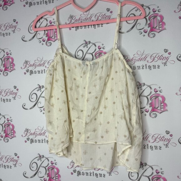 American eagle outfitters tank top embroidered floral flowers cream peach boho - Picture 2 of 9